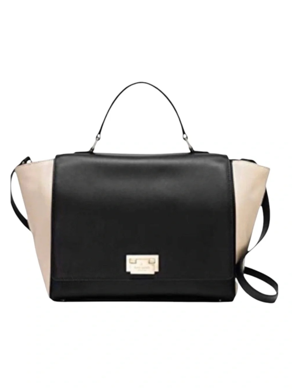 kate spade  Magnolia Park Large Two Tone Leather Satchel Handbag  Black Ivory